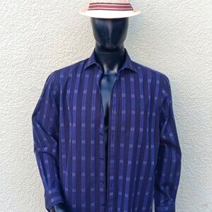 BUGATCHI MEN'S PURE COTTON PRINT SHIRT W/CONTRASTING COLLAR /CUFFS (CLASSIC FIT)